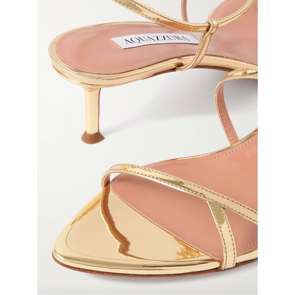 Aquazzura Tease Soft Gold Leather Kitten Heel Sandals Size 38.5 - Picture 7 of 15